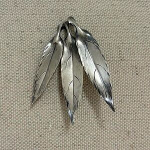 Vintage U E Sterling 925 Silver 3 Leaf Design Statement Jewelry Brooch Pin